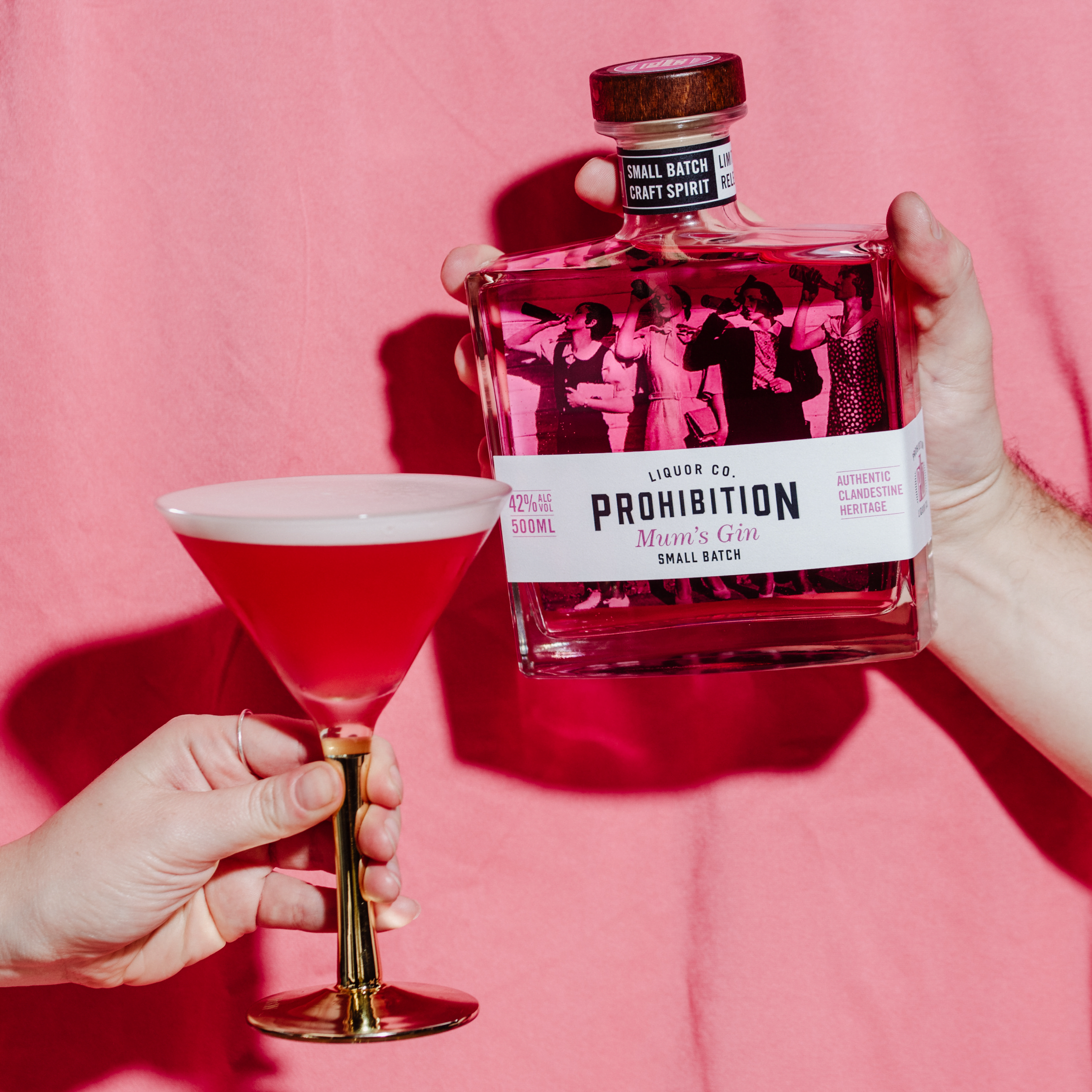 Prohibition Mums Gin with Pink Cocktail